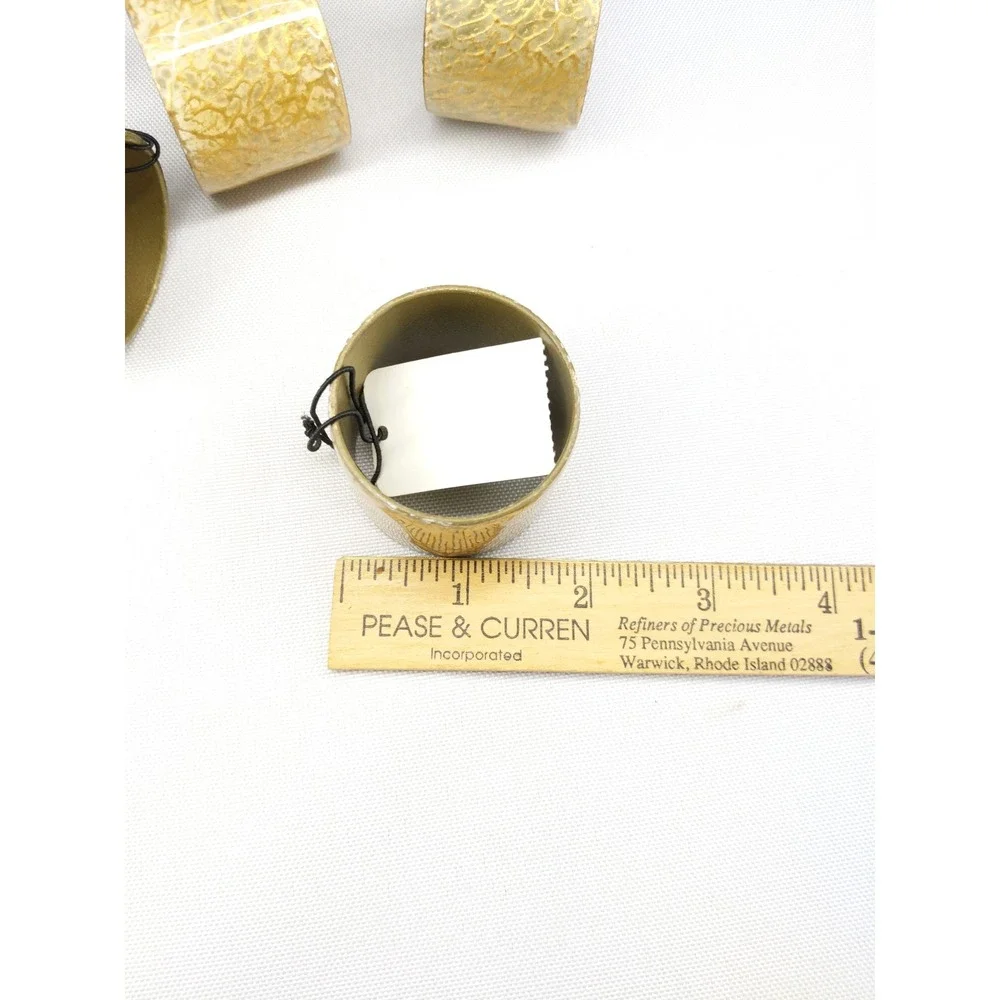 Pier 1 Napkin Rings Gold Crackle Metallic Marbleized Set of 8 2759600